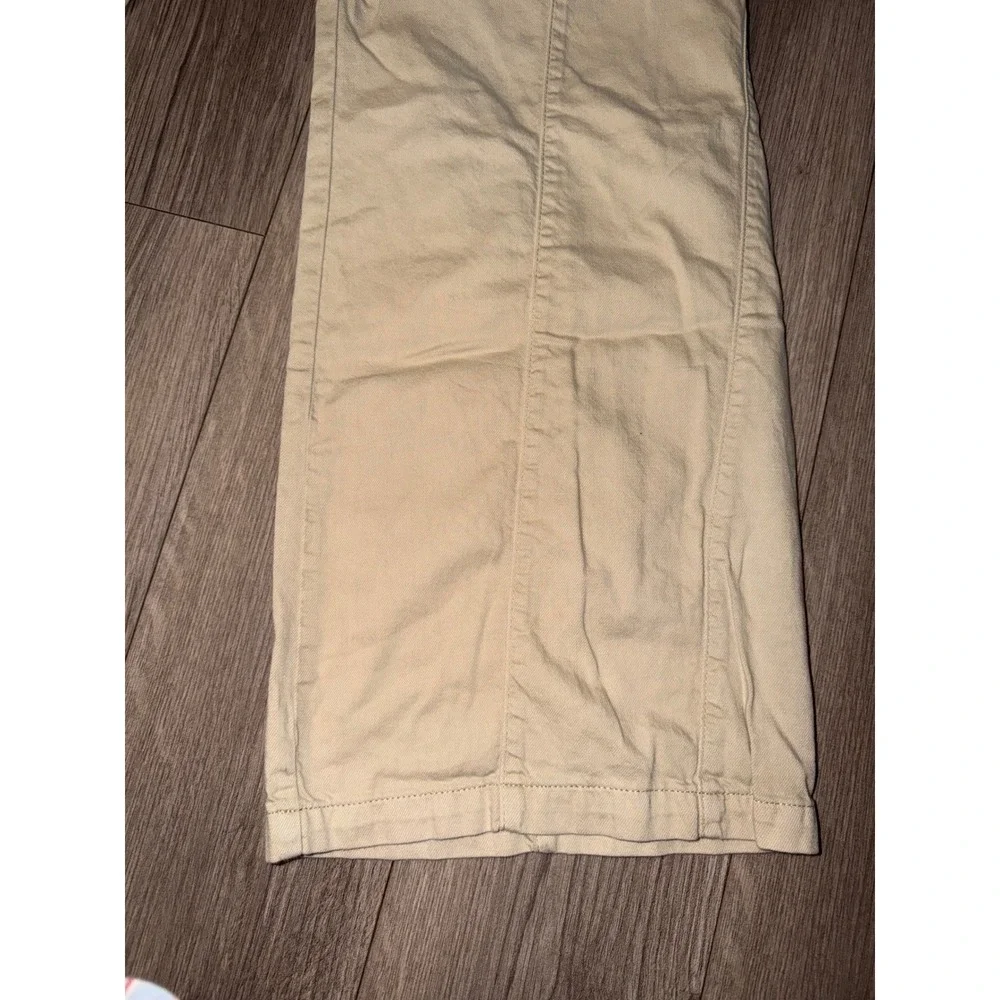 We The Free Free People Beige Cotton‎ Wide Leg Utility Pants Drawstring Large H1